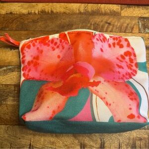 Neiman Marcus Pink floral Zipper toiletry bag designer Christopher Beane